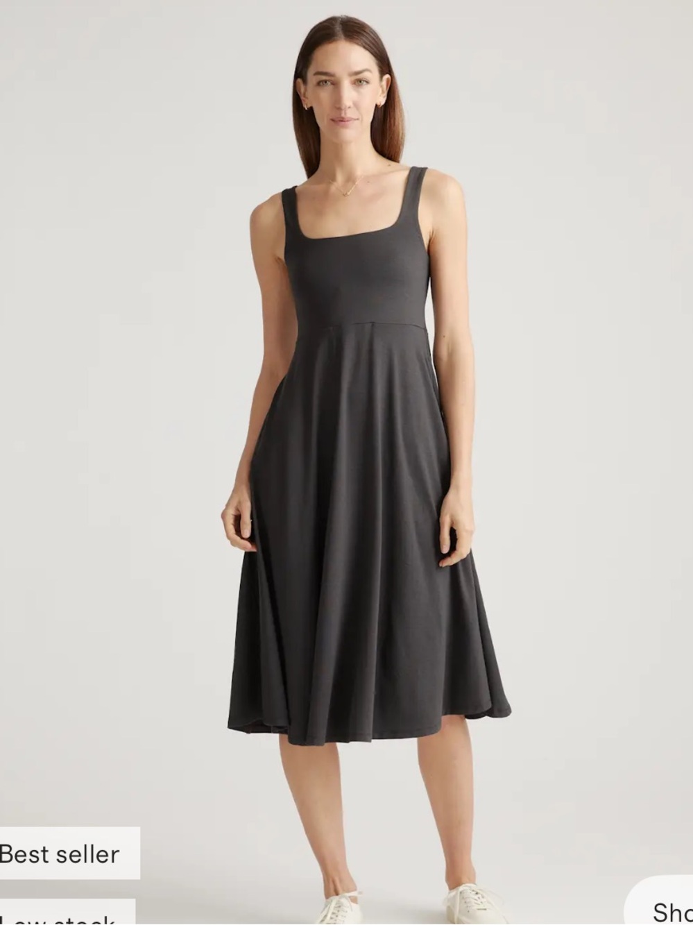 Quince Flowknit Breeze Fit & Flare Dress - Black